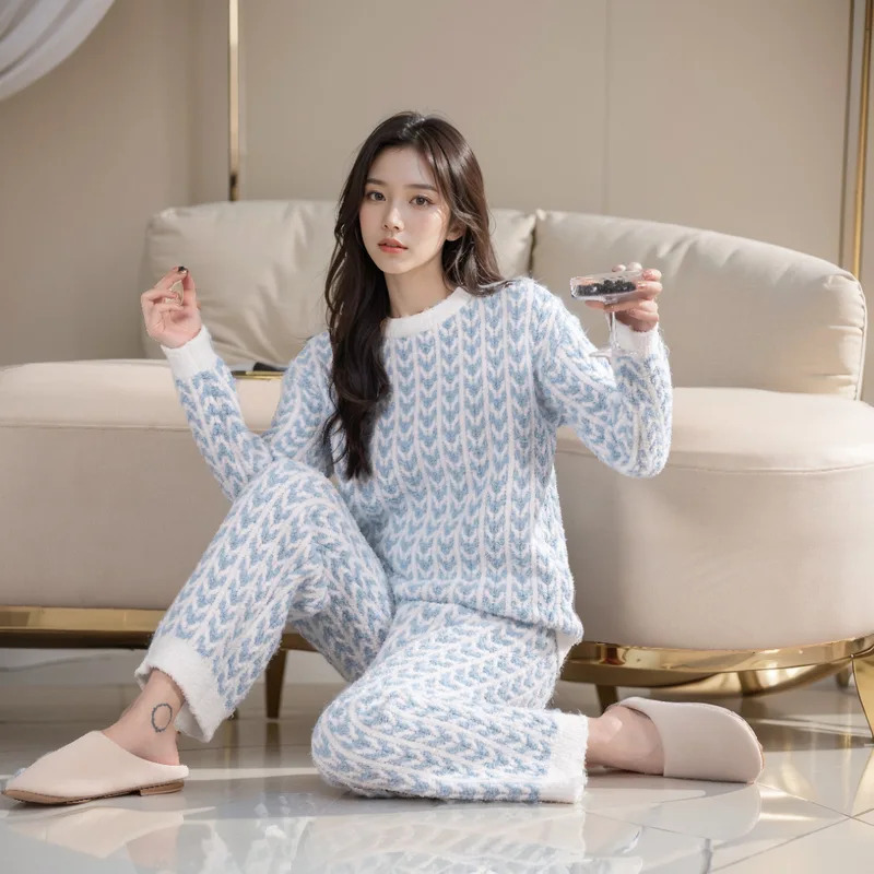 Winter Clothing Youtube - Ear of Wheat Pajamas Blue Long