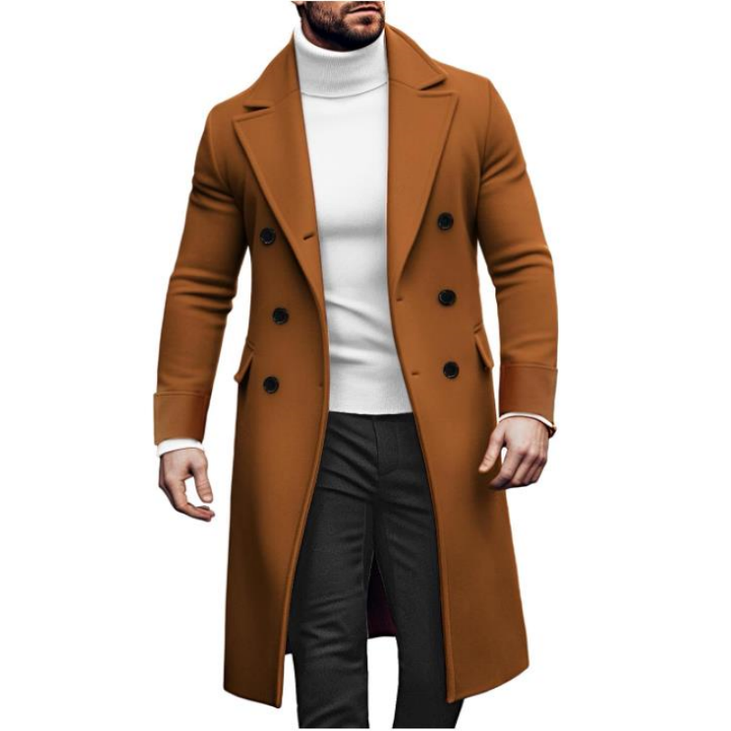 Men Long Double-breasted Coat  - Winter Clothing Types 评论和价格