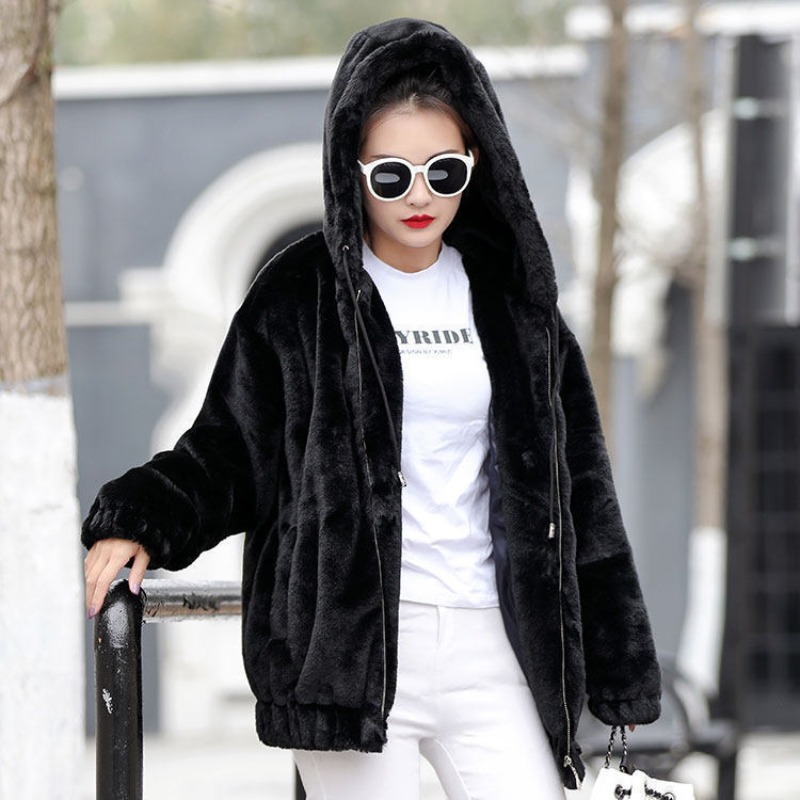 Plain with Zipper Female Hoode - Winter Clothing Drawing 评论和价格