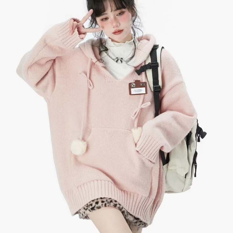Preppy Style Y2k Sweaters Hood - Winter Clothing Drawing 评论和价格