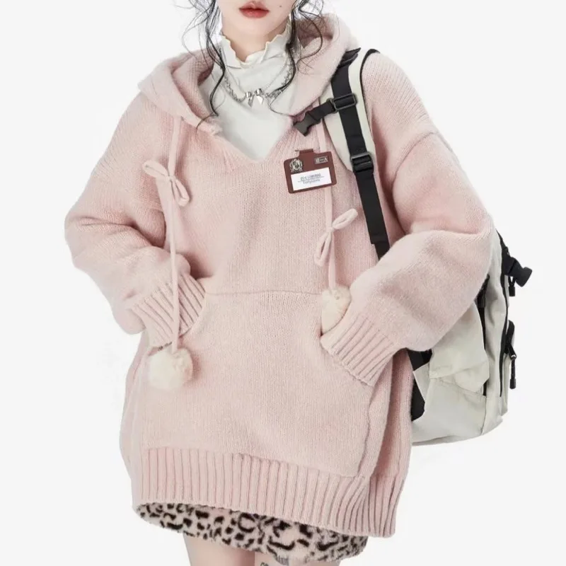 Preppy Style Y2k Sweaters Hood - Winter Clothing Drawing 评论和价格