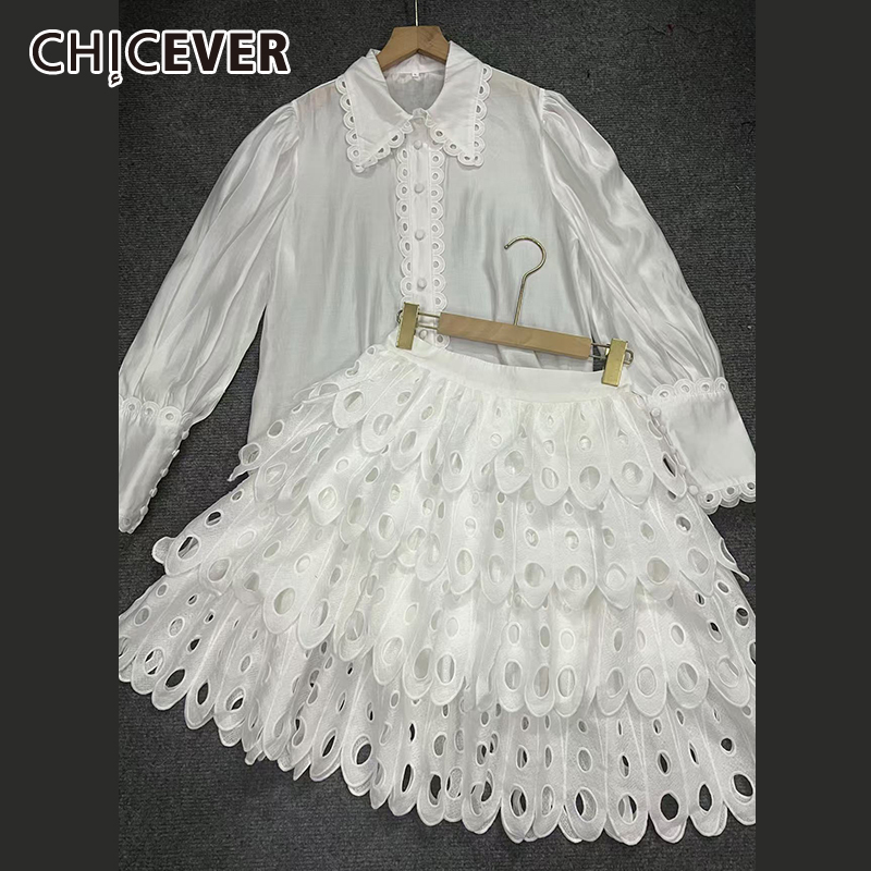 CHICEVER Solid Hollow Out Skir - Winter Clothing Line 评论和价格