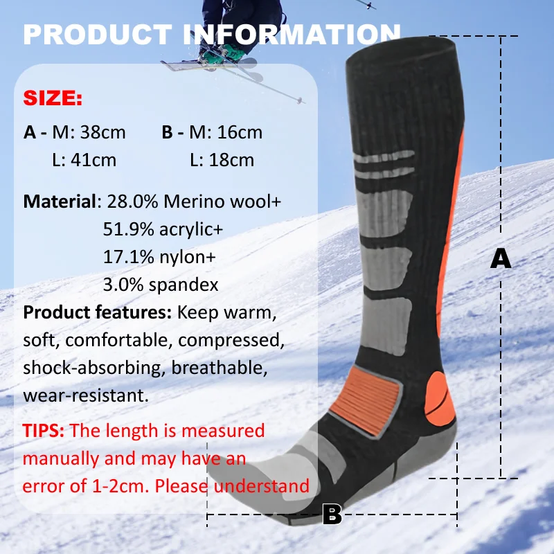 1 Pair Merino Wool Ski Socks M - Thermal Sock Merino 评论和价格