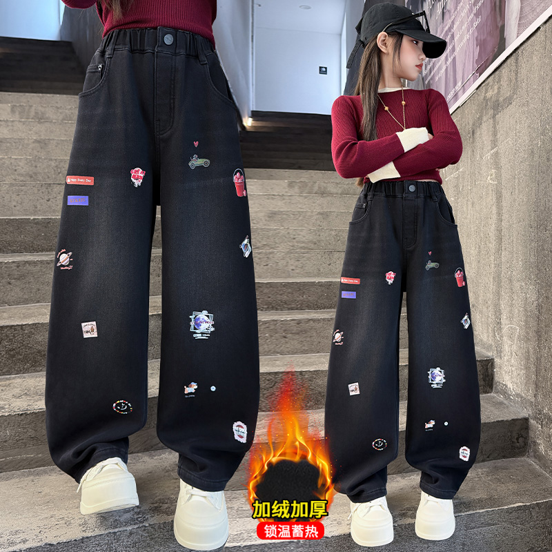 Autumn Girls' Jeans Cartoon Em - Winter Clothing Drawing 评论和价格