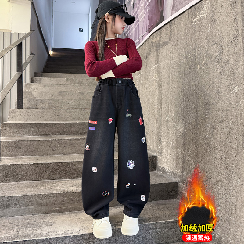 Autumn Girls' Jeans Cartoon Em - Winter Clothing Drawing 评论和价格