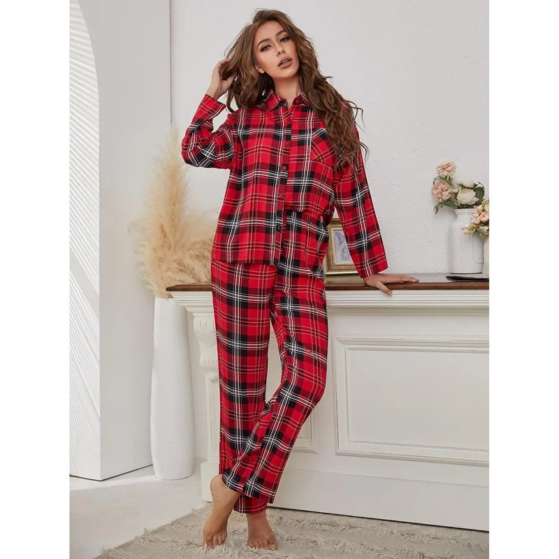 Red Plaid Pajamas Long Sleeve  - Winter Clothing Youtube 评论和价格
