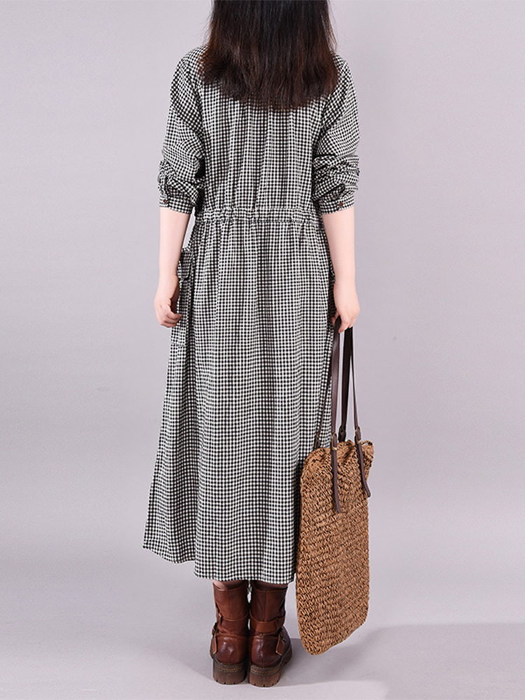 Fashion Vintage Dress Plaid Dr - Winter Clothing Drawing 评论和价格