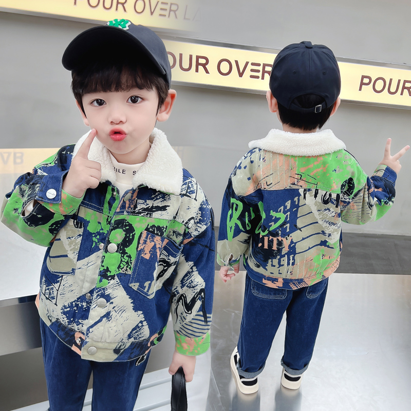 Kids Baby Warm Denim Jacket Pa - Winter Clothing Drawing 评论和价格