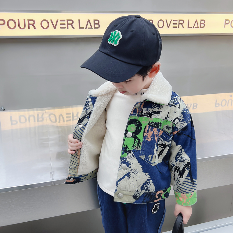 Kids Baby Warm Denim Jacket Pa - Winter Clothing Drawing 评论和价格