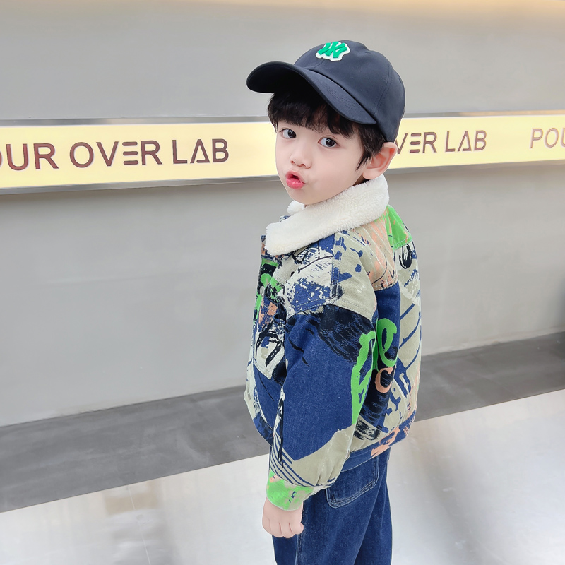 Kids Baby Warm Denim Jacket Pa - Winter Clothing Drawing 评论和价格